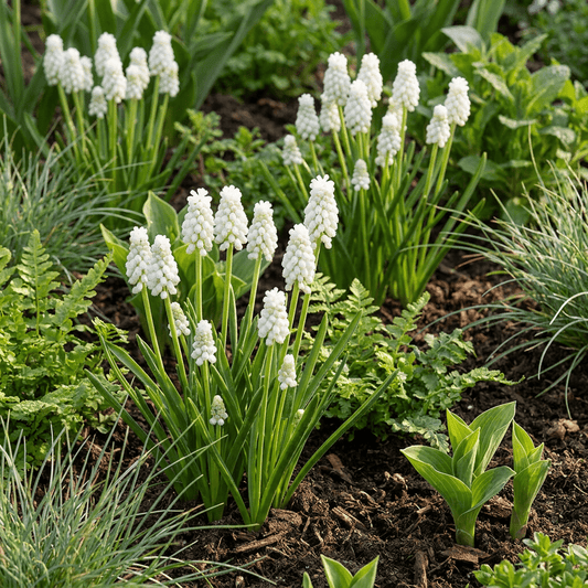 100x Muscari White Magic - Witte druifhyacint - Wit - Verwilderingsbol - Bolmaat 6/7 - Forestbloom