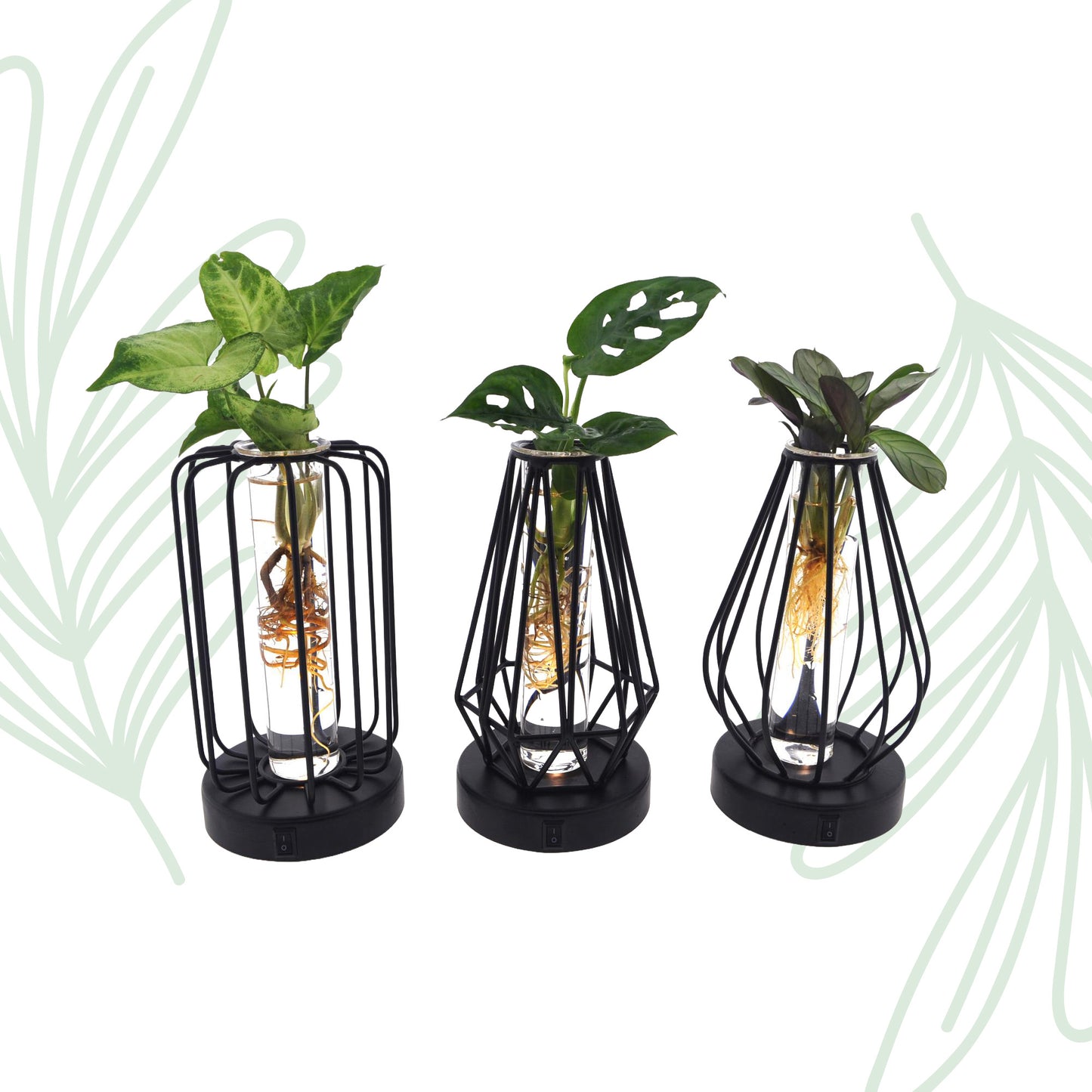 Plantenmix in Turijn Glas + Led - set van 3