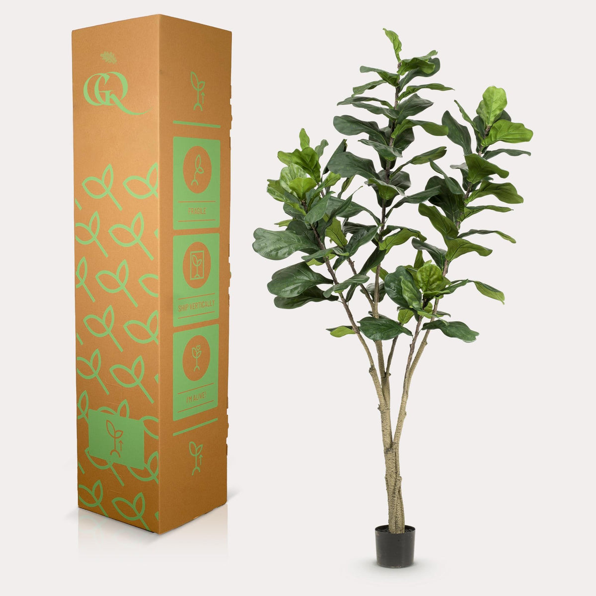 Kunstplant - Ficus Lyrata - Tabaksplant - 210 cm - Forestbloom