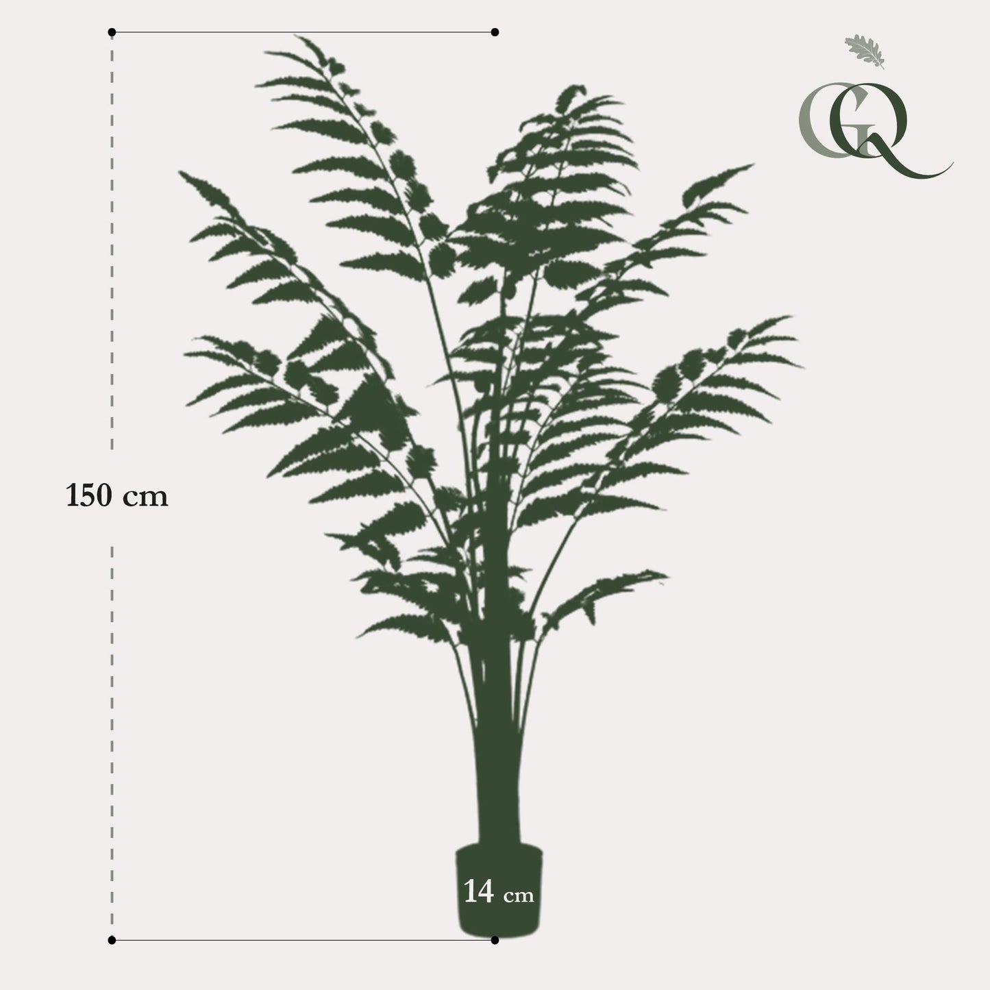Kunstplant - Rumohra Adiantiformis - Ledervaren - 150 cm - Forestbloom
