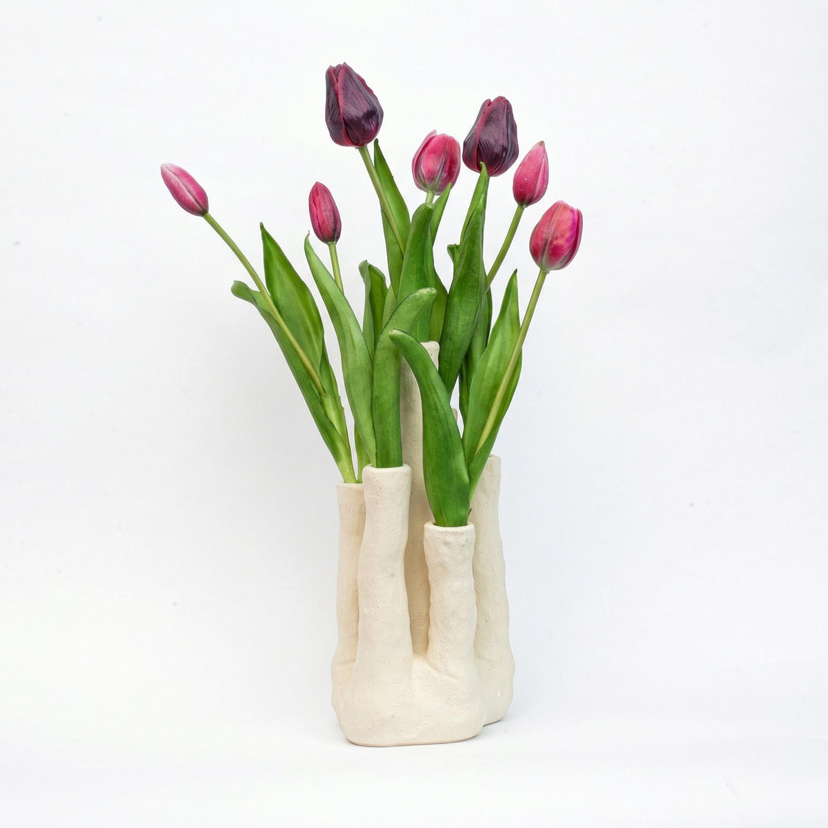 Tulpen Set - Kunsttulpen met meertuiten vaas - Forestbloom