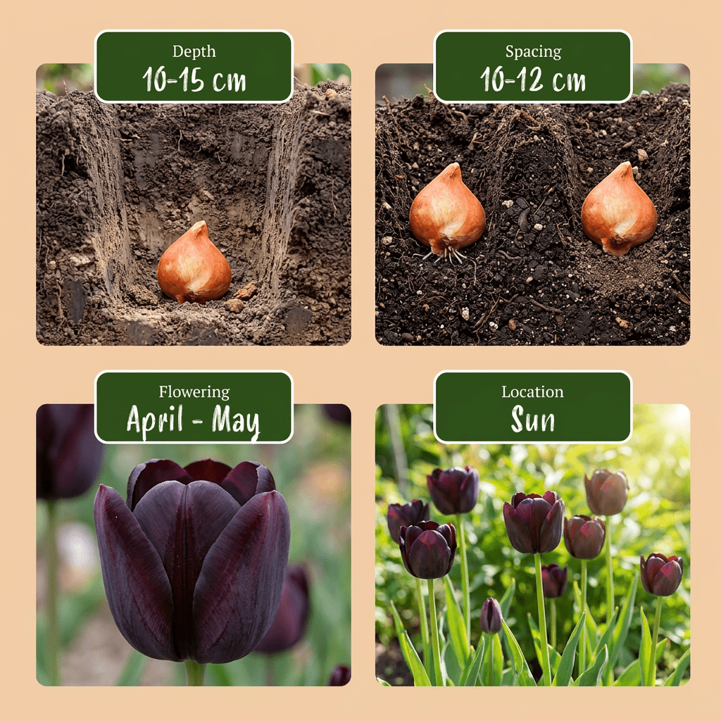 280x Tulipa Black - Zwarte tulp - Zwart - Voorjaarsbloeier - Bolmaat 10/11 - Forestbloom