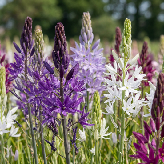 40x Camassia Leichtlinii Mix - Grote camas - Blauw en Wit - Zomerbloeier - Bolmaat 12/14 - Forestbloom