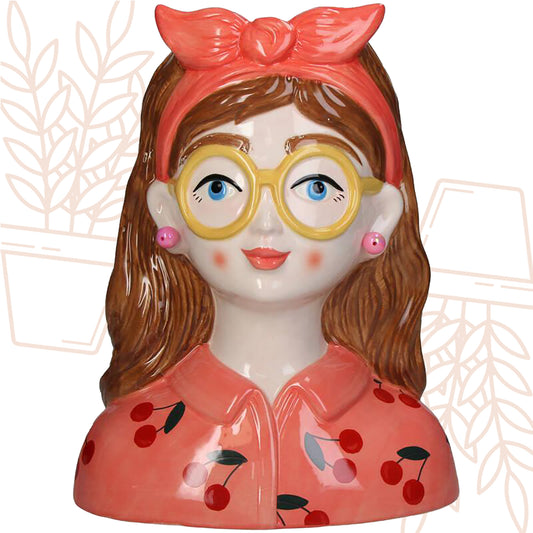 Vaas Fashion Lady ‘Jessie’ 27 cm – Met Bril en Haarband