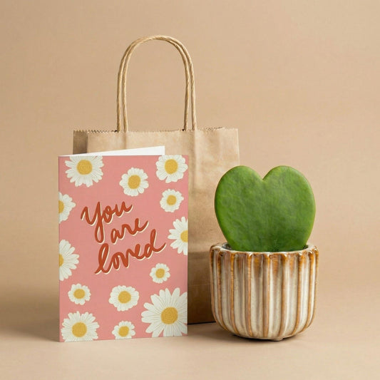 Cadeauset van hartjesplant, pot, wenskaart & geschenktasje - Forestbloom