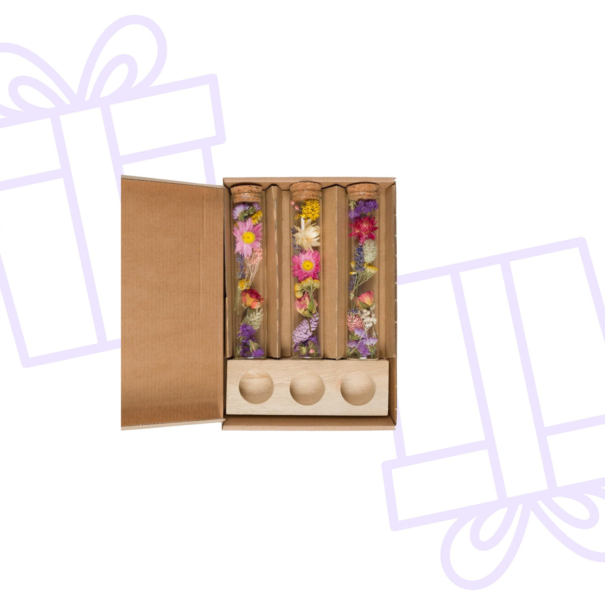 Droogbloemen - Message in a Box Large - set van 3 - 8 stuks - Forestbloom