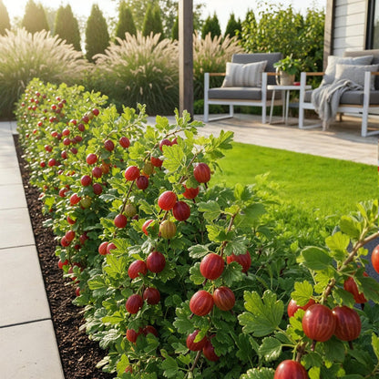 Kruisbes - Ribes uva-crispa Hinnonmaki Rod - Winterhard - 6 Planten - Forestbloom