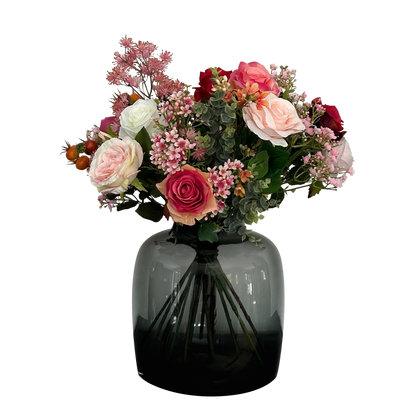 Kunstbloemen - Boeket M - Flame Roses - 45 cm - Forestbloom