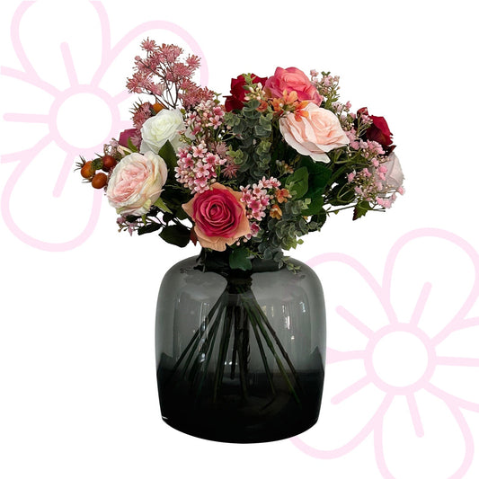 Kunstbloemen - Boeket M - Flame Roses - 45 cm - Forestbloom