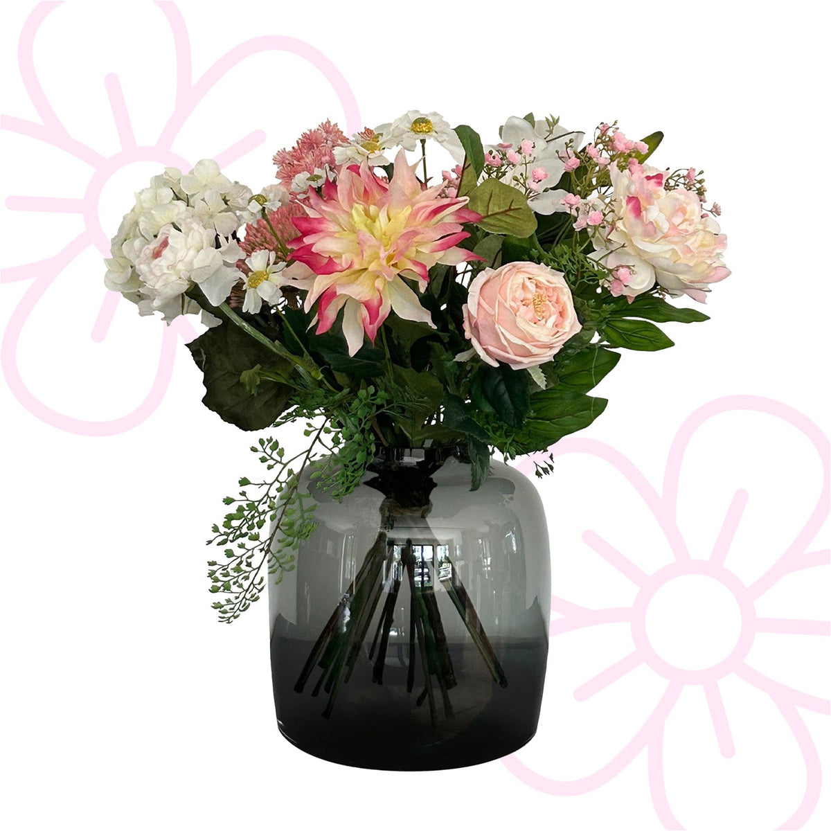 Kunstbloemen - Boeket M - Pastel Lover - 40 cm - Forestbloom