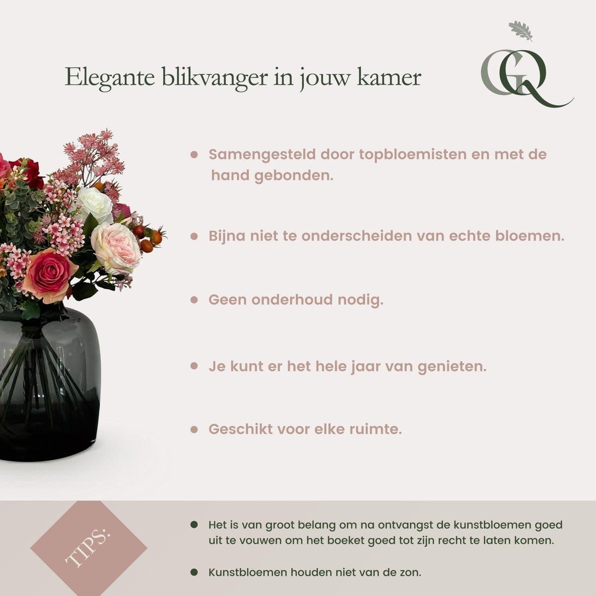 Kunstbloemen - Boeket - White Dream - 60 cm - Forestbloom
