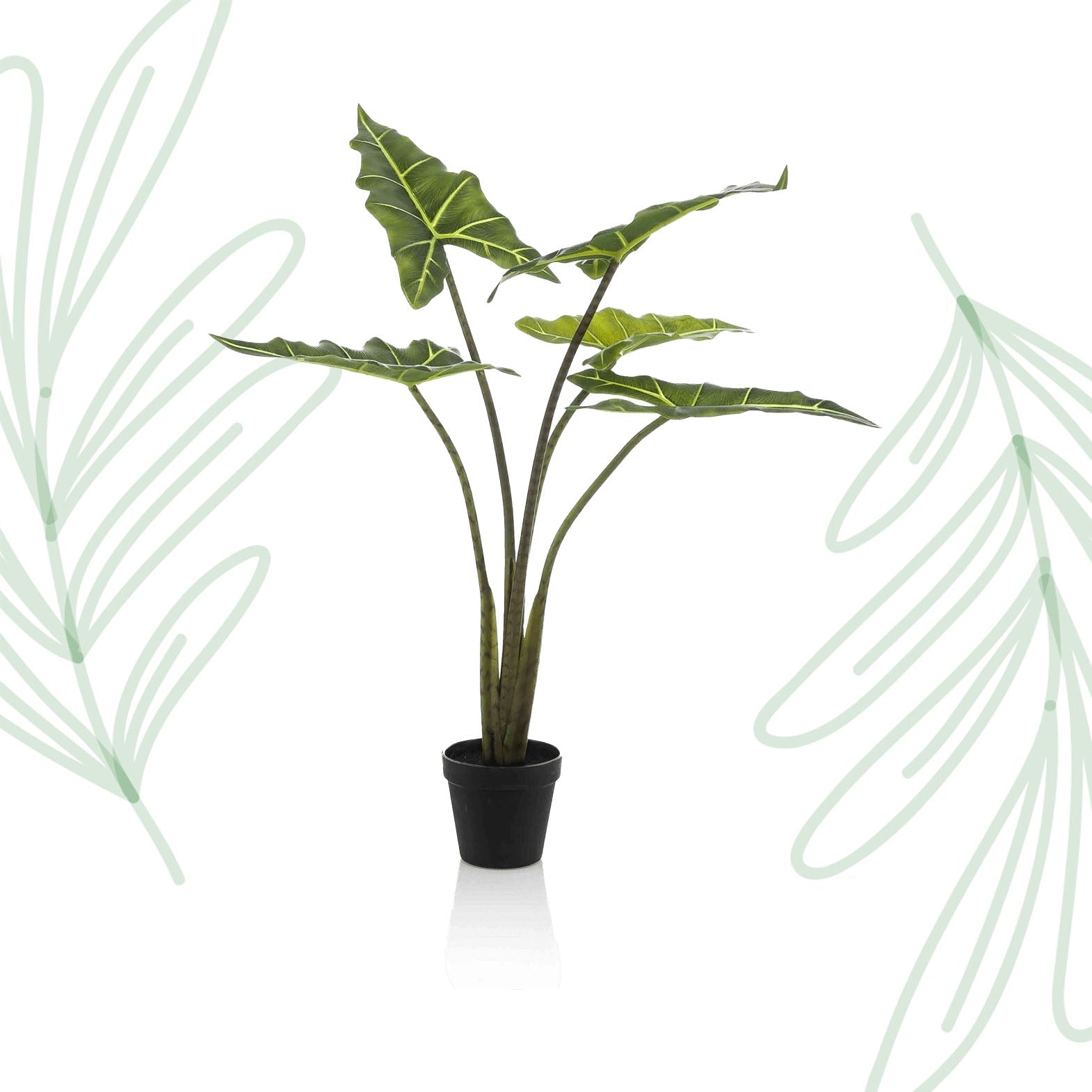 Kunstplant - Alocasia Frydek - Olifantsoor - 80 cm - Forestbloom