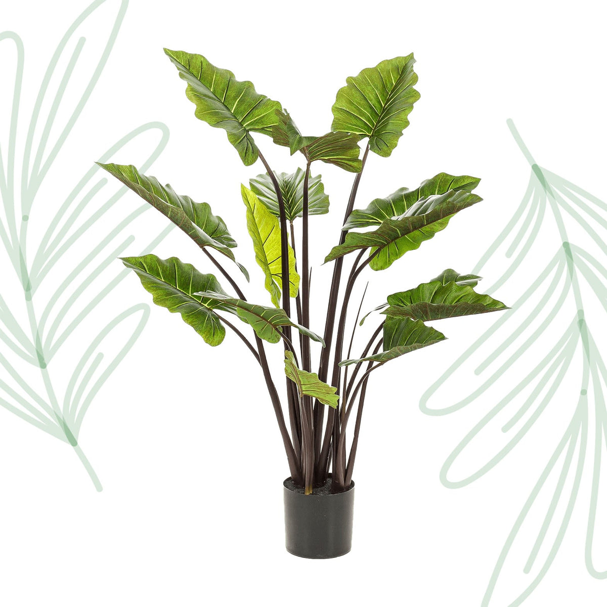 Kunstplant - Colocasia Pink China - Olifantsoor - 130 cm - Forestbloom