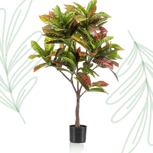 Kunstplant - Croton Codiaeum - Wonderstruik - 120 cm - Forestbloom