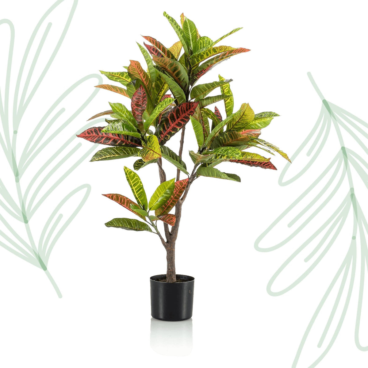 Kunstplant - Croton Codiaeum - Wonderstruik - 95 cm - Forestbloom