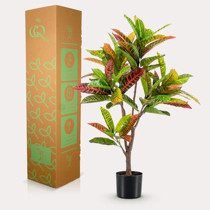 Kunstplant - Croton Codiaeum - Wonderstruik - 95 cm - Forestbloom