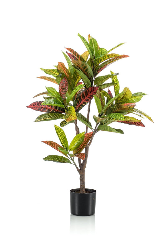 Kunstplant - Croton Codiaeum - Wonderstruik - 95 cm - Forestbloom