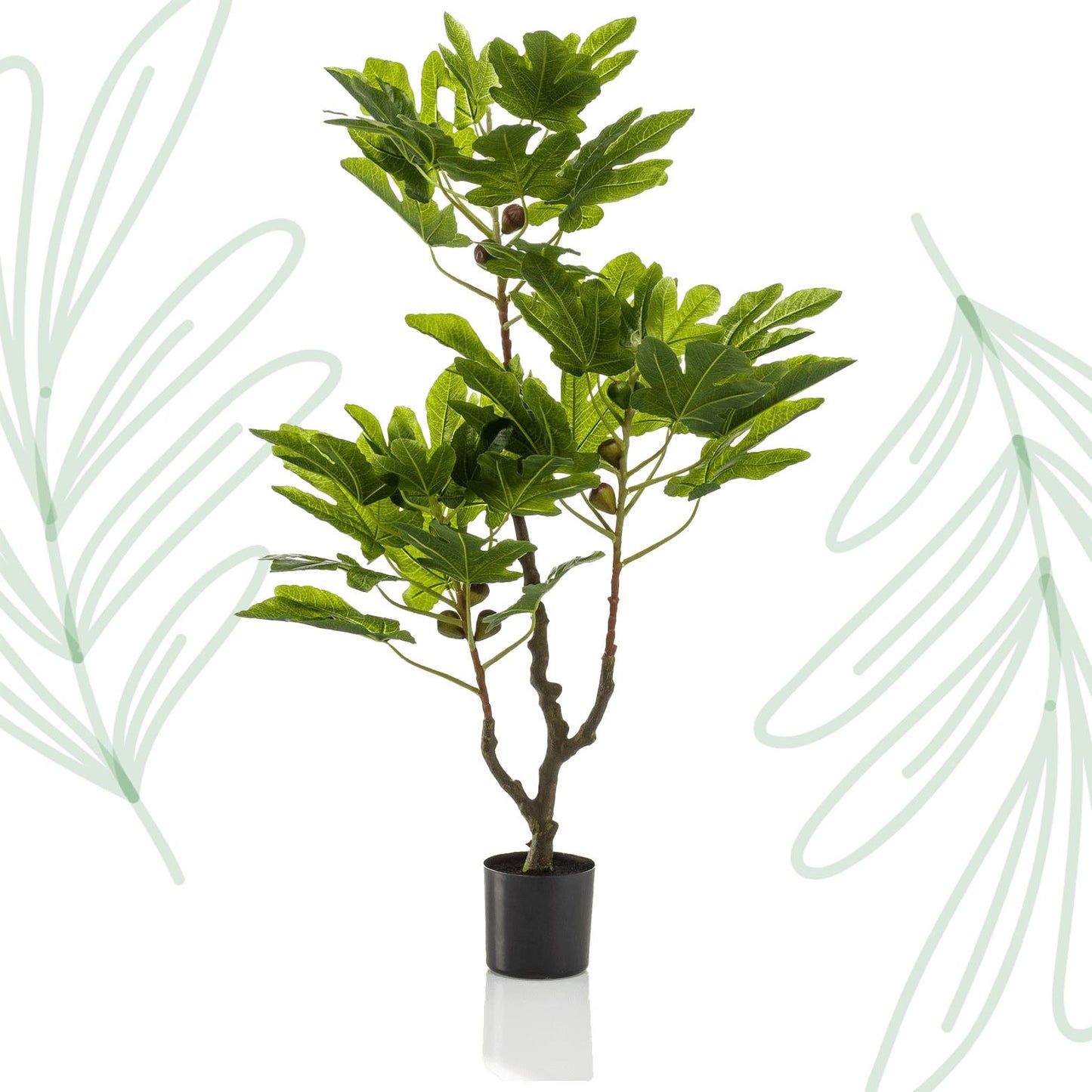 Kunstplant - Ficus Carica - Vijgenboom - 95 cm - Forestbloom