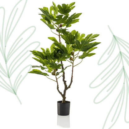 Kunstplant - Ficus Carica - Vijgenboom - 95 cm - Forestbloom