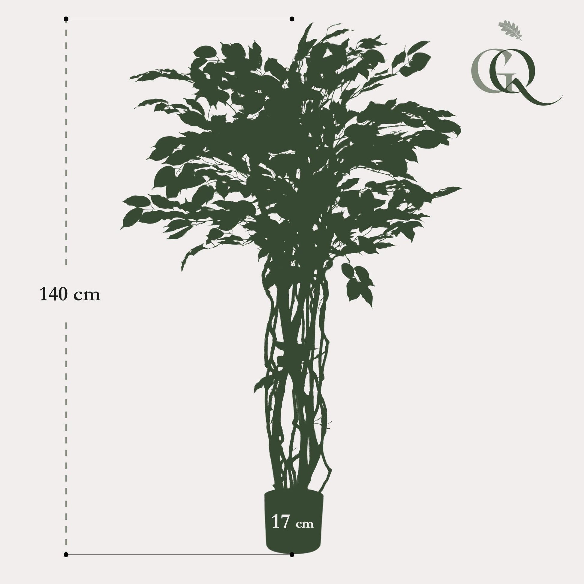 kunstplant - Ficus liana - Vioolbladplant - 140 cm - Forestbloom