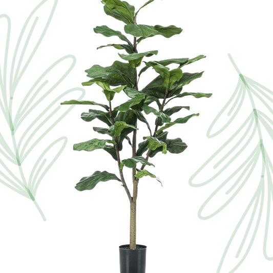 Kunstplant - Ficus Lyrata - Tabaksplant - 120 cm - Forestbloom