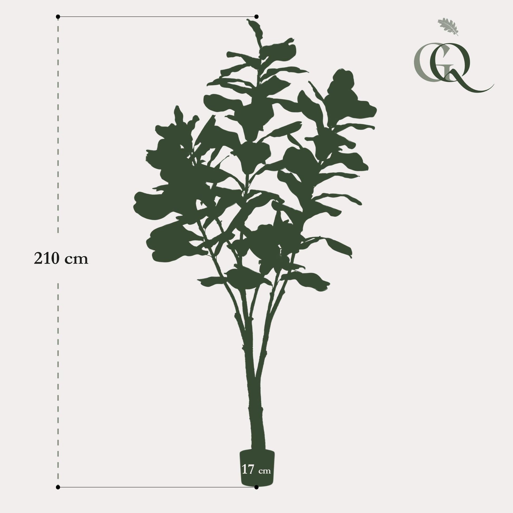 Kunstplant - Ficus Lyrata - Tabaksplant - 210 cm - Forestbloom