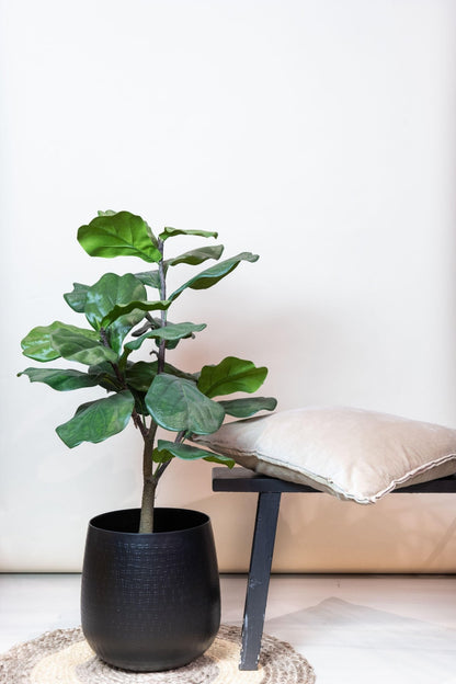 Kunstplant - Ficus Lyrata - Tabaksplant - 90 cm - Forestbloom