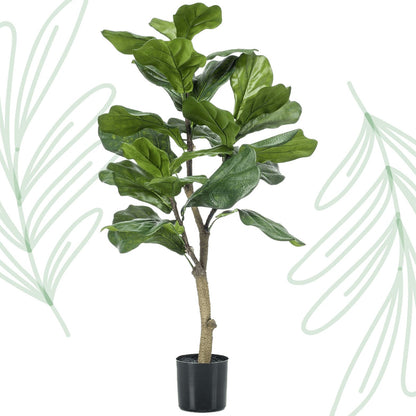 Kunstplant - Ficus Lyrata - Tabaksplant - 90 cm - Forestbloom