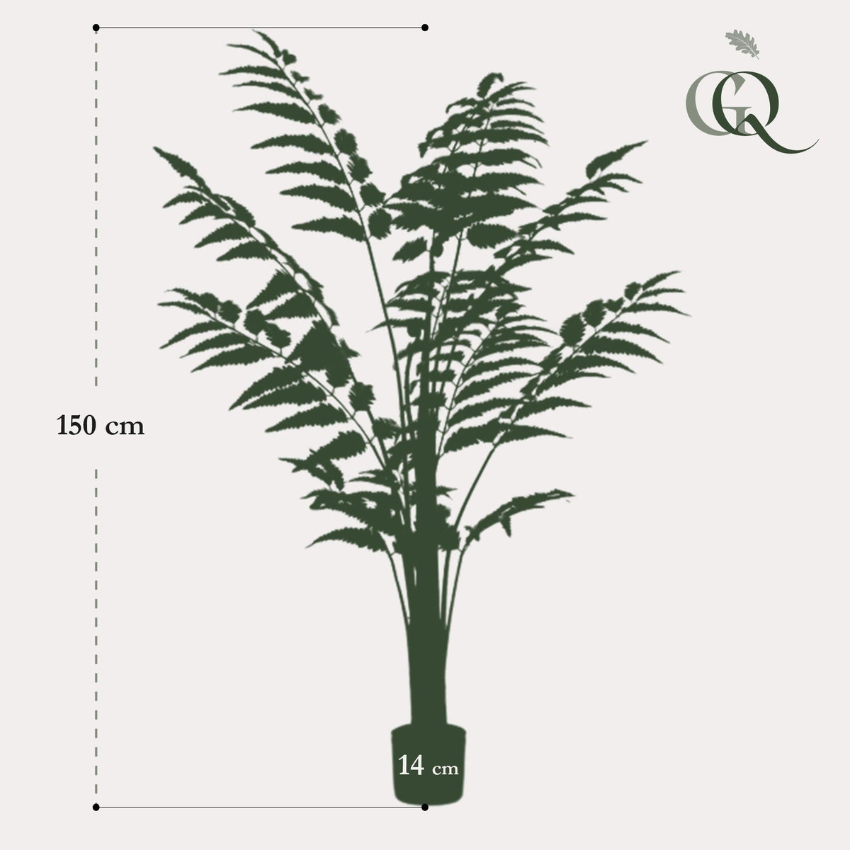 Kunstplant - Rumohra Adiantiformis - Ledervaren - 150 cm - Forestbloom