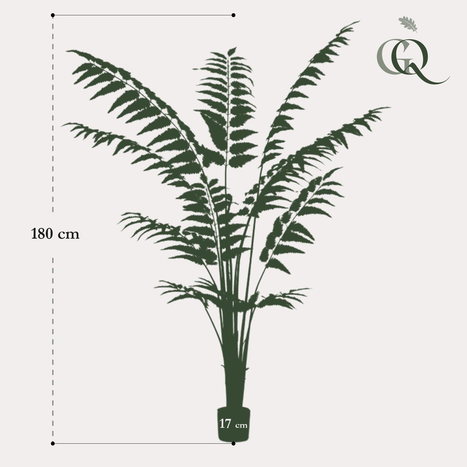 Kunstplant - Rumohra Adiantiformis - Ledervaren - 180 cm - Forestbloom
