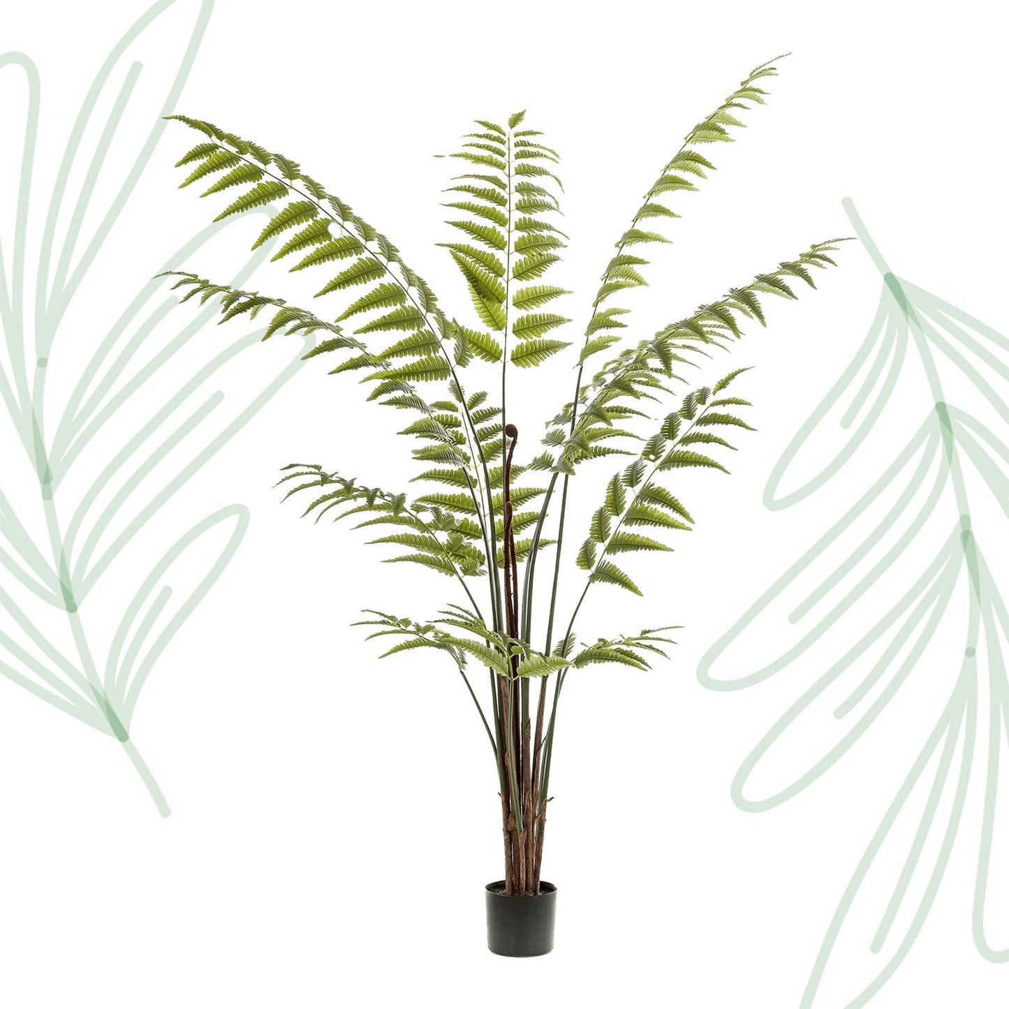 Kunstplant - Rumohra Adiantiformis - Ledervaren - 180 cm - Forestbloom