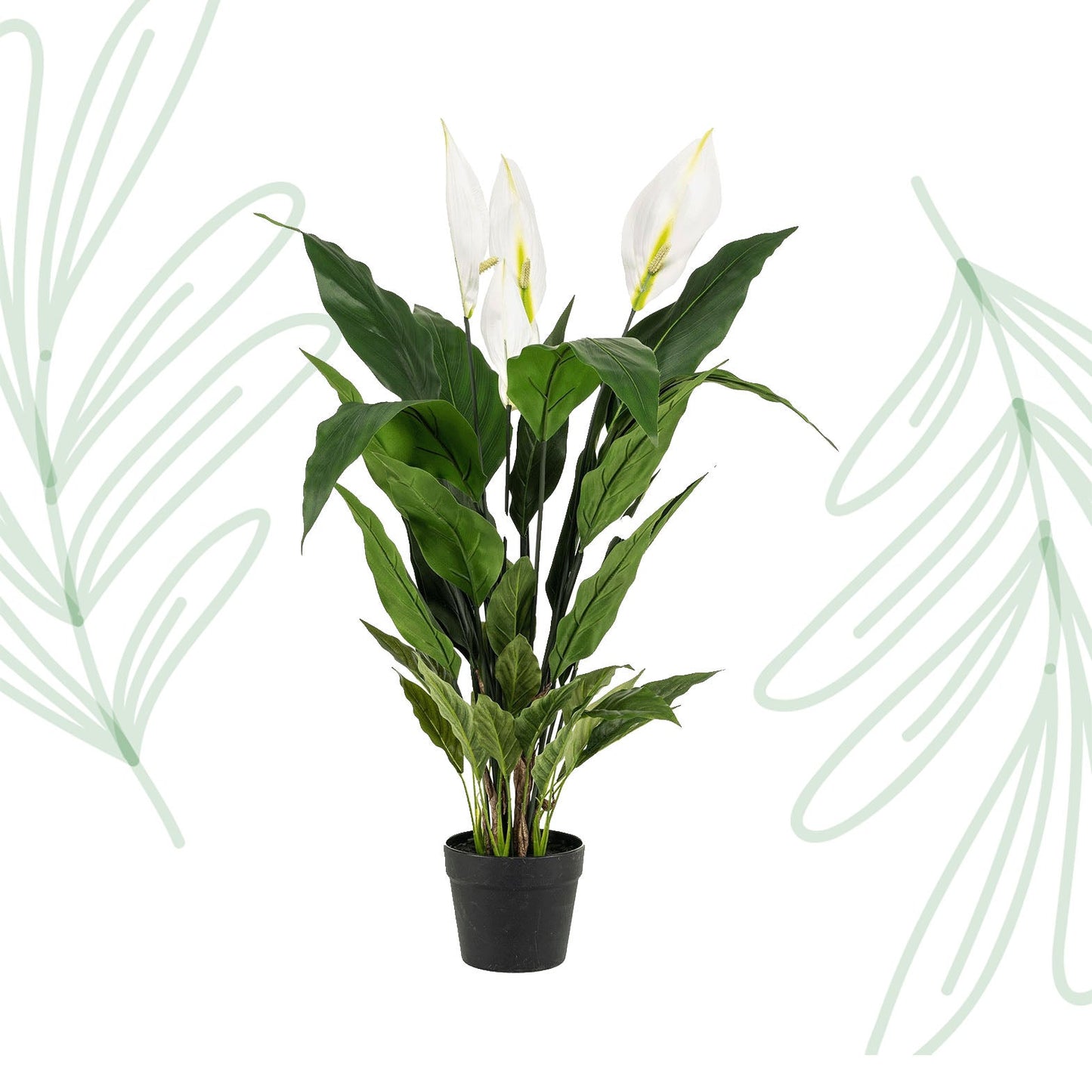 Kunstplant - Spathiphyllum - Lepelplant - 90 cm - Forestbloom