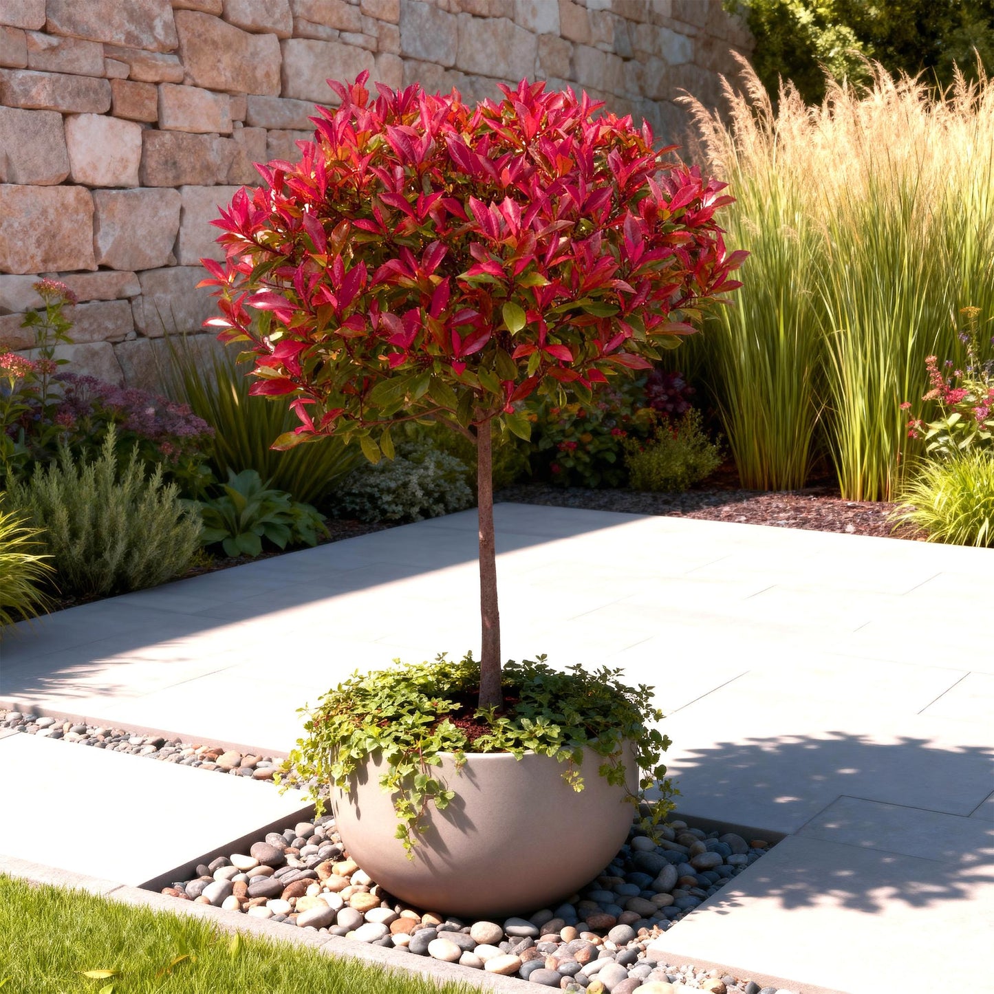 Plant op Stam - Photinia fraseri Carre Rouge - Terras Plant - Winterhard - Forestbloom