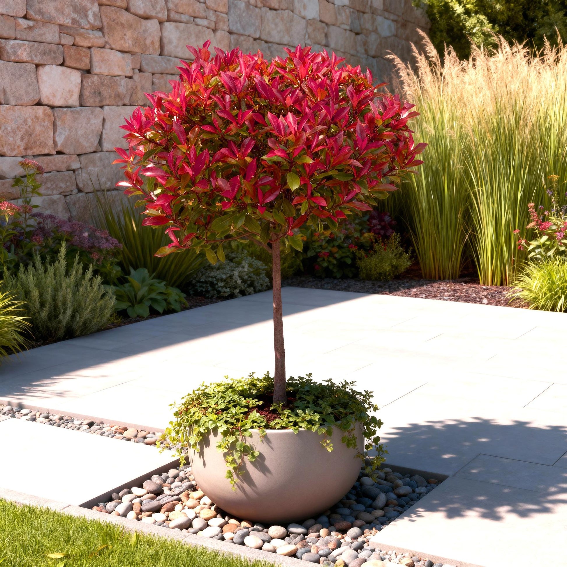 Plant op Stam - Photinia fraseri Carre Rouge - Terras Plant - Winterhard - Forestbloom