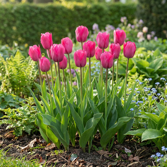30x Tulipa Triumph Pink - Triomftulp - Roze - Voorjaarsbloeier - Bolmaat 11/12