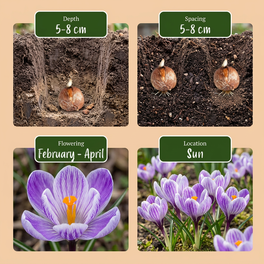 60x Crocus Blue - White - Krokus - Blauw en Wit - Verwilderingsbol - Bolmaat 7/8