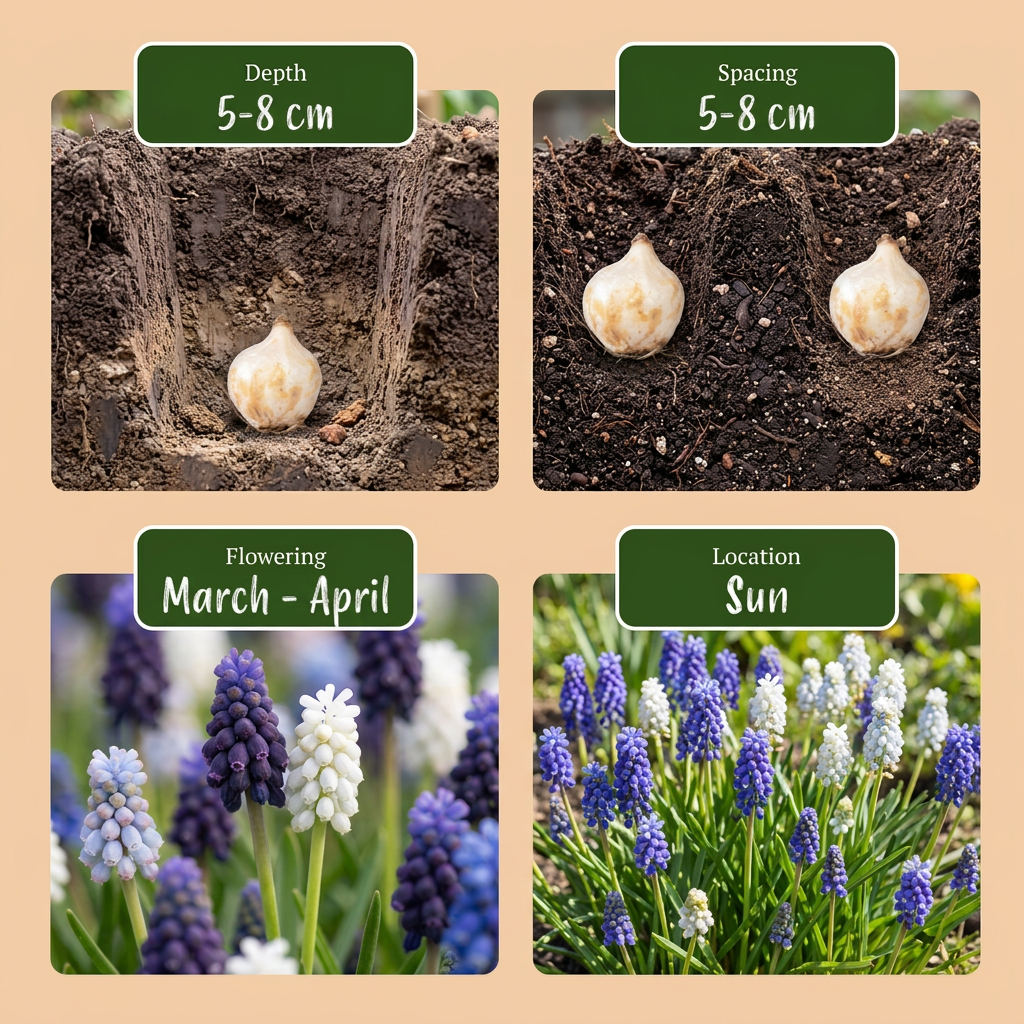 50x Muscari Magic mix - Druifhyacint - Diversen - Verwilderingsbol - Bolmaat 7/8