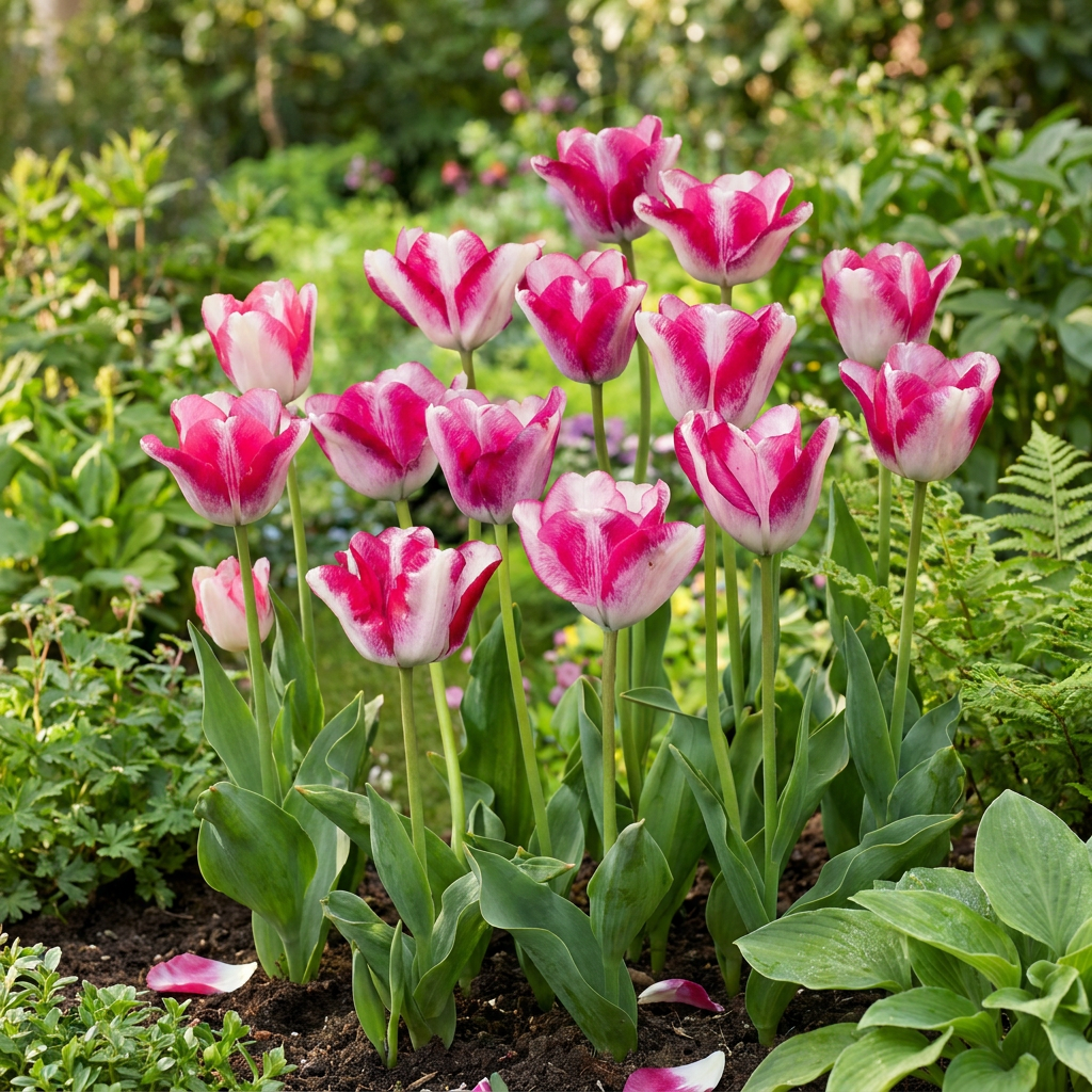 96x Tulipa Mata Hari - Mata Hari tulp - Roze en Wit - Voorjaarsbloeier - Bolmaat 11/12