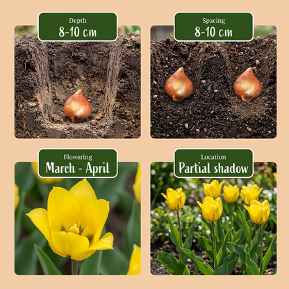 80x Tulipa Sylvestris - Bosdravik - Geel - Verwilderingsbol - Bolmaat 5/6
