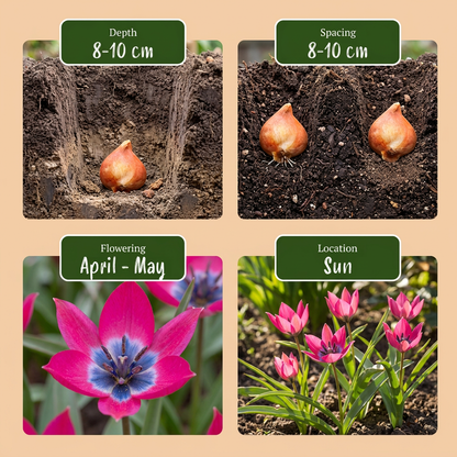 100x Tulipa Klein Schoonheid - Tulipa Little Beauty - Roze - Voorjaarsbloeier - Bolmaat 6/+