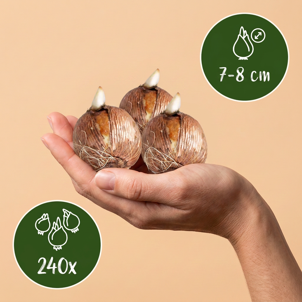 240x Crocus White - Witte krokus - Diversen - Verwilderingsbol - Bolmaat 7/8