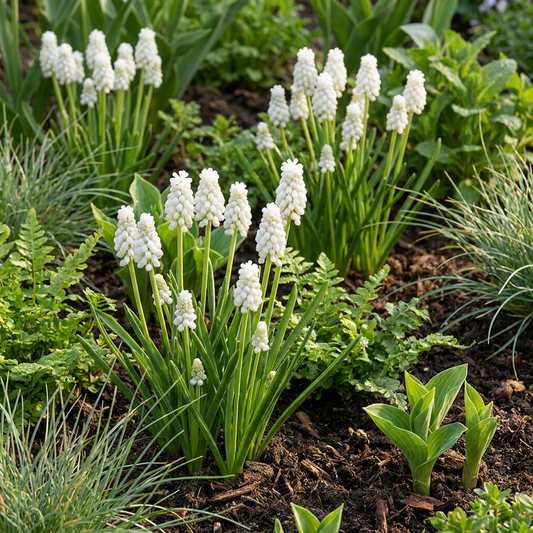 200x Muscari White Magic - Witte druifhyacint - Wit - Verwilderingsbol - Bolmaat 6/7