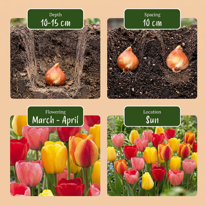 160x Tulipa Darwin Hybride mix - Darwin-tulp mix - Diversen - Voorjaarsbloeier - Bolmaat 10/12
