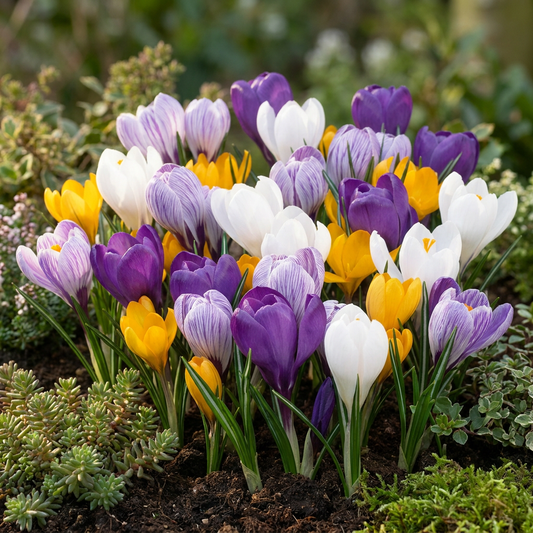 120x Crocus Large Flowering Mix - Grootbloemige krokus mix - Diversen - Voorjaarsbloeier - Bolmaat 7/8