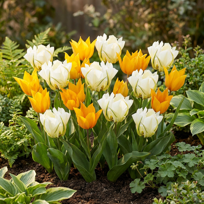 120x Tulipa Sunbath - Tulp Sunbath - Geel en Wit - Voorjaarsbloeier - Bolmaat 11/12