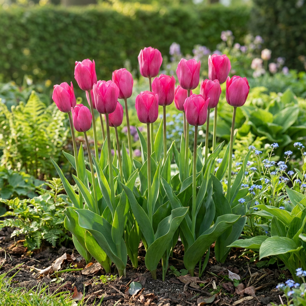 60x Tulipa Triumph Pink - Triomftulp - Roze - Voorjaarsbloeier - Bolmaat 11/12
