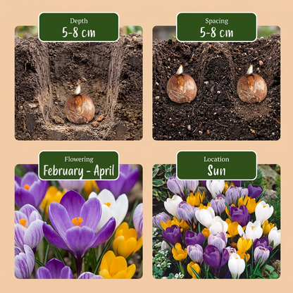 120x Crocus Large Flowering Mix - Grootbloemige krokus mix - Diversen - Voorjaarsbloeier - Bolmaat 7/8