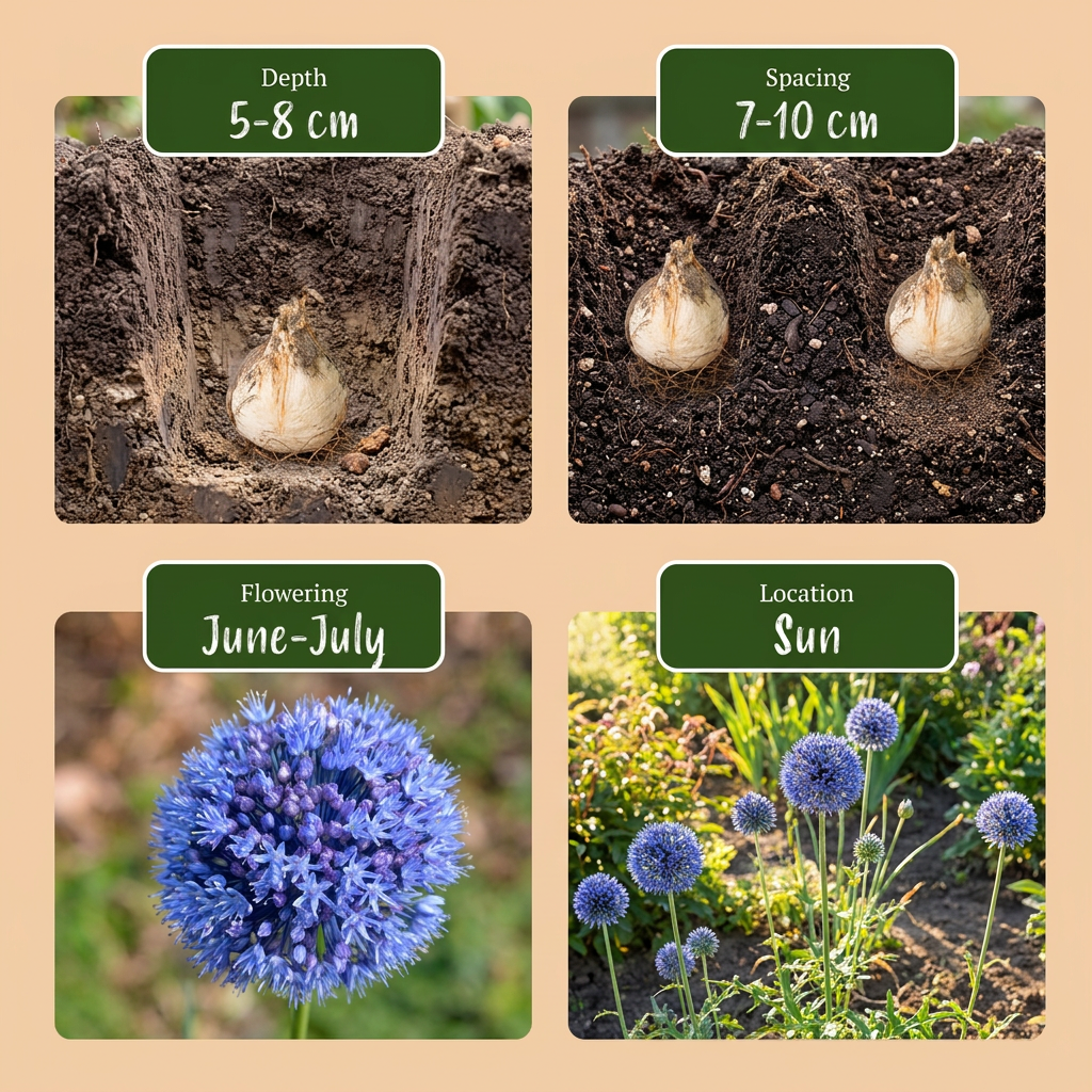 320x Allium Caeruleum - Blauwe sieralui - Blauw - Zomerbloeier - Bolmaat 4/5