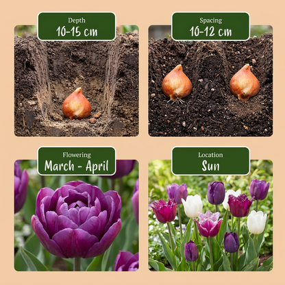 35x Tulipa Blueberry mix - Tulipa Blueberry mix - Diversen - Voorjaarsbloeier - Bolmaat 11/12