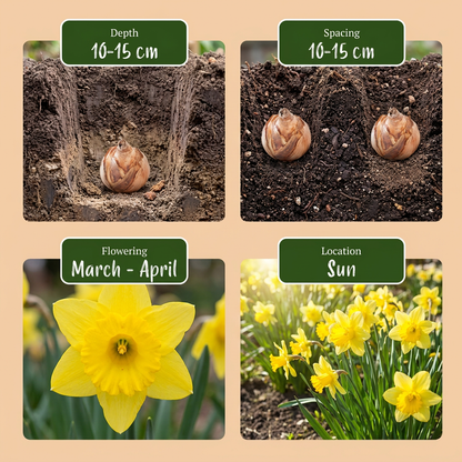 160x Narcissus Yellow - Gele narcis - Geel - Voorjaarsbloeier - Bolmaat 10/12